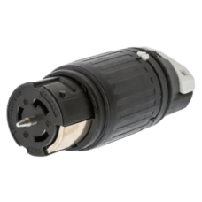 Conector Industrial de Bloqueo / 50A 3-Fases Delta 250V CA / 3-Polos 4-Hilos/ Conector Hembra / Color Negro y Blanco