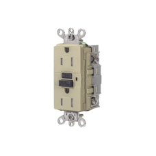 Contacto de Auto-verificación GFCI de 15 A 125 V 2 Polos/  Resistente a Manipulaciones y Intemperie / Color Marfil / Nema 5-15R / Grado Industrial.