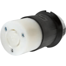 Conector Industrial con Bloqueo de Media Vuelta / 20 A 250 V CA / 2 Polos 3 Hilos / Color Blanco y Negro / Nema L6-20R. 