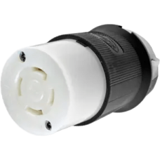 Conector Industrial con Bloqueo de Media Vuelta / 30 A 250 V CA / 3 Polos 4 Hilos  / Nema L15-30R / Color Blanco y Negro.
