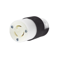 Conector Industrial con Bloqueo de Media Vuelta / 15 A 125 V CA / 2 Polos 3 Hilos / Color Blanco y Negro / Nema L5-15R. 
