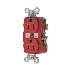 Contacto Dúplex 15 A, 125 V, 2 polos, 3 Hilos, Color Rojo (Nema 5-15R), Grado Hospital. Contacto Dúplex 15 A, 125 V, 2 polos, 3 Hilos, Color Rojo (Nema 5-15R), Grado Hospital.