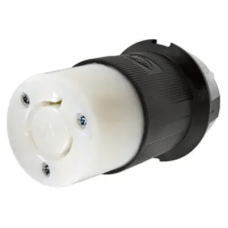 Conector Industrial con Bloqueo de Media Vuelta / 20 A 277 V CA / 2 Polos 3 Hilos / Color Blanco y Negro / Nema L7-20R. 