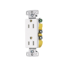 Contacto Duplex Decorador 15A 125V, 2 Polos, 3 Hilos, Color Blanco (Nema5-15R). Contacto Duplex Decorador 15A 125V, 2 Polos, 3 Hilos, Color Blanco (Nema5-15R).