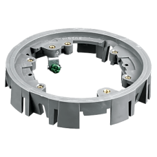 Adaptador para Cajas de Piso de Concreto / Serie PFB Redonda / Material PVC Termoplástico / Montaje con Tornillos / 4 Ganchos Incluidos / Clips Deslizantes / Acepta Tapas Plásticas y Metálicas / Color Gris
