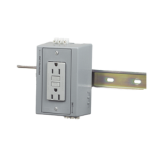 Caja Utilitaria para Montaje en Riel Din con Contacto Duplex de 15 A 125 V / Nema 5-15R / Gris.