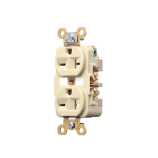 Contacto Dúplex 20 A 250 V / 2 Polos 3 Hilos / Nema 6-20R / Grado Industrial /Color Marfil.