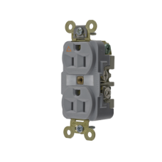 Contacto Dúplex Conexión a Tierra Aislada 15A 125V/ 2 Polos 3 Hilos/ Color Gris/ Nema 5-15R/ Grado Industrial.