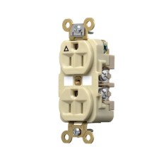Contacto Dúplex Conexión a Tierra Aislada 15A 125V/ 2 Polos 3 Hilos/ Color Marfil/ Nema 5-15R/ Grado Industrial.