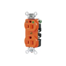 Contacto Dúplex 15 A 125 V 2 Polos, 3 Hilos Color Naranja (Nema 5-15R). Grado Hospital.