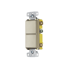 Interruptor Residencial 15 A 120-277 V / 2 Bases Unipolares / Cableado lateral / Color Marfil.