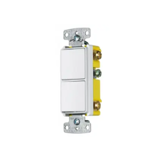Interruptor Residencial 15 A 120-277 V, con 2 Bases Unipolares, Cableado lateral, Color Blanco.