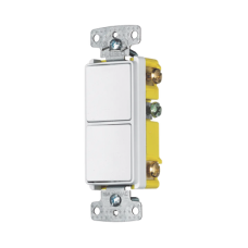 Interruptor Residencial 15 A 120-277 V, 1 Polo 3 Vías, Cableado lateral, Color Blanco.