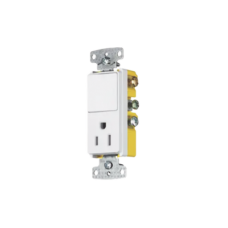 Combinación de Contacto y Apagador Decorador 15A 125V/ Color  Blanco.