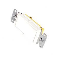 Interruptor Unipolar Residencial 15 A 120-277 V, Cableado Lateral y Trasero, Color Blanco.