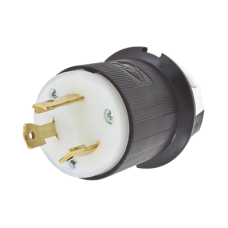Clavija Industrial con Bloqueo de Media Vuelta / 30 A 125 V CA / 2 Polos 3 Hilos / Color Blanco y Negro / Nema L5-30P.