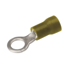 Zapata Terminal de Ojillo para Tornillo 3/16 in (5 mm) calibre 12-10 AWG con aislamiento de vinilo. Zapata Terminal de Ojillo para Tornillo 3/16 in (5 mm) calibre 12-10 AWG con aislamiento de vinilo.