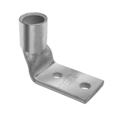 Terminal de Compresión de Barril Corto a 90° con Doble Ojillo para Tornillo #10  y Cable 6 AWG / Espaciado de 5/8