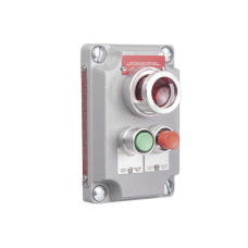Cubierta para Estación de Control con 2 Botones Pulsadores Rojo-Verde y Luz Piloto Roja / Uso en Áreas Clasificadas Cubierta para Estación de Control con 2 Botones Pulsadores Rojo-Verde y Luz Piloto Roja / Uso en Áreas Clasificadas