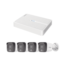 Kit IP 2 Megapixel / NVR de 8 Canales con 8 Puertos PoE / 4 Cámaras IP Bala Dual light para Exterior / Micrófono Integrado