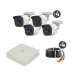 Kit TurboHD 720p / DVR 4 canales / 4 Cámaras Bala de Metal / 4 Cables 18 Mts / H.265+ / 1 Fuente de Poder Profesional / Accesorios de Instalación