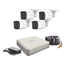 (MICRÓFONO Integrado) Kit TurboHD 1080p Lite / DVR 4 canales / Audio por Coaxitron / 4 Cámaras Bala de Policarbonato con Micrófono Integrado