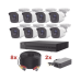 Kit TurboHD / DVR 8 Canales 1080p Lite / 8 Cámaras bala 1080p metalicas / 8 cables de 20 metros / 2 fuentes de 4 canales
