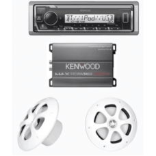 Kit de estereo con Bluetooth KMR-M332BT | Amplificador KAC-M1814  | mas Par de bocinas KFC-1613MRW