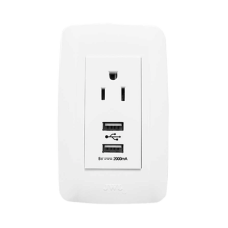 Contacto Sencillo de 15 A/ 127 V CA y 2 Conectores USB de 5 V CD 2A / Color Blanco.