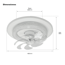 Ventilador de Techo con Luminario LED de 110 V CA 50/60 Hz / 88 W / 3 Tonos de Luz (6500 - 4 000 - 2 700 K) / Con giro 360° / Diámetro 495 mm / 6 Velocidades / Dimeable. Ventilador de Techo con Luminario LED de 110 V CA 50/60 Hz / 88 W / 3 Tonos de Luz (6500 - 4 000 - 2 700 K) / Con giro 360° / Diámetro 495 mm / 6 Velocidades / Dimeable.