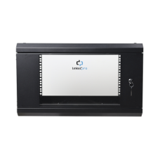 Gabinete de Pared de 6U con Puerta de Cristal Templado, 455 mm de Profundidad Total, Rack de 19in, Acero Reforzado Color Negro.