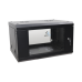 Gabinete de Pared de 6U con Puerta de Cristal Templado, 455 mm de Profundidad Total, Rack de 19in, Acero Reforzado Color Negro.