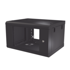 Gabinete de Pared de 6U con Puerta de Cristal Templado, 479.5 mm de Profundidad, Rack de 19'', Acero Reforzado Color Negro. Gabinete de Pared de 6U con Puerta de Cristal Templado, 479.5 mm de Profundidad, Rack de 19'', Acero Reforzado Color Negro.