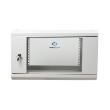 Gabinete de Pared de 6U con Puerta de Cristal Templado, 455 mm de Profundidad Total, Rack de 19'', Acero Reforzado Color Gris Mate Gabinete de Pared de 6U con Puerta de Cristal Templado, 455 mm de Profundidad Total, Rack de 19'', Acero Reforzado Color Gris Mate