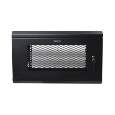 Gabinete de Pared de 6U con Puerta Perforada, 455 mm de Profundidad Total, Rack de 19'', Acero Reforzado Color Negro Gabinete de Pared de 6U con Puerta Perforada, 455 mm de Profundidad Total, Rack de 19'', Acero Reforzado Color Negro