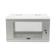 Gabinete de Pared de 6U con Puerta Perforada, 455 mm de Profundidad Total, Rack de 19'', Acero Reforzado Color Gris Mate Gabinete de Pared de 6U con Puerta Perforada, 455 mm de Profundidad Total, Rack de 19'', Acero Reforzado Color Gris Mate
