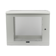 Gabinete de Pared de 9U con Puerta Perforada 455 mm de Profundidad, Rack de 19'', Acero Reforzado Color Gris Mate Gabinete de Pared de 9U con Puerta Perforada 455 mm de Profundidad, Rack de 19'', Acero Reforzado Color Gris Mate