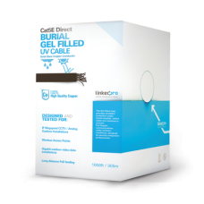 Bobina de Cable de 305 Metros (1000 Pies), Cat5E, con Gel, para Intemperie, Doble Forro Extrema Humedad, Bajo Tierra, UL, Color Negro para Aplicaciones en Video Vigilancia, y Redes de Alta Velocidad.