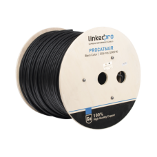 Bobina de Cable FTP con Mensajero de Acero de 305 Metros (1000 Pies) Cat6+ Calibre 23, Color Negro, para Aplicaciones en Video Vigilancia y Redes de Datos / Uso en Intemperie y Aplicaciones Aéreas