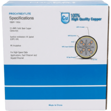 Bobina de Cable 305 Metros (1000 Pies) Cat6+ Calibre 23, Climas Extremos, Color Negro, Sin Blindar, para Intemperie.