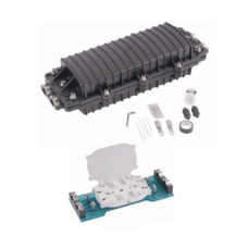 Caja de Distribución de Fibra Óptica Horizontal, Hasta 96 Empalmes, Exterior IP68, 2 Puertos de Entrada y Salida