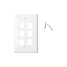 Placa de Pared de 6 Puertos, Keystone, Color Blanco
