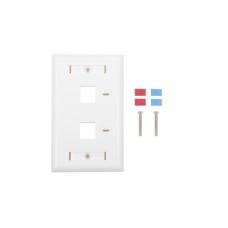 Placa de Pared de 2 Puertos, Keystone, con Espacio para Etiqueta, Color Blanco