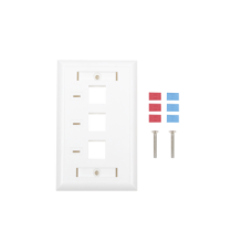 Placa de Pared, de 3 Puertos, Keystone, con Espacio para Etiqueta - Color Blanco