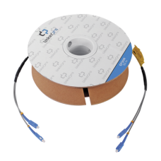 Carrete de Fibra Óptica Monomodo con conectores SC-SC Duplex, Reforzada con Kevlar, de 50 metros