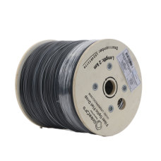 Carrete de 2 km de Fibra Óptica Drop Plana, Interior/Exterior G.657A2 Monomodo de 2 Hilos (Bifibra), Dieléctrica, Forro Negro, (No Soporta Conectores Mecánicos)