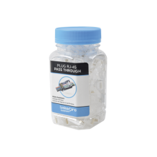 Bote con 100 Plugs Pass through RJ45 Cat6 sin blindaje, chapado de oro a 50 micras para durabilidad extrema