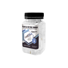 Bote con 50 Plugs Pass Through RJ45 Cat6 sin Blindaje, con Alivio de Tensión Incluido, Chapado de Oro a 30 Micras para Durabilidad Extrema