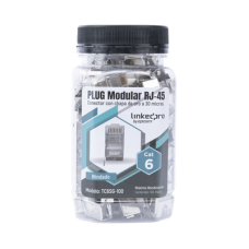 Bote con 100 Piezas de Plug Modular RJ45 Cat6 Blindado con Pin de Tierra, Chapado de Oro a 30 Micras para Durabilidad Extrema