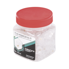 Bote con 100 Piezas de Plug Modular Tipo RJ11 de 4 Contactos Chapado de Oro a 50 Micras